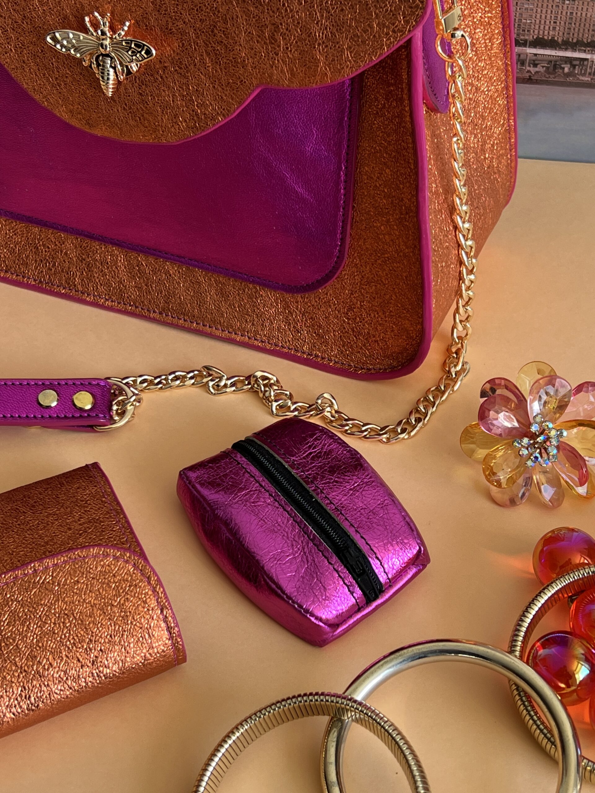Porte Monnaie Otis Fucshia Irisé