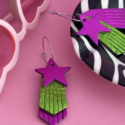Créoles Marilyn fuchsia & vert