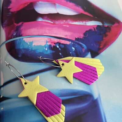 Créoles Marilyn jaune & fuchsia