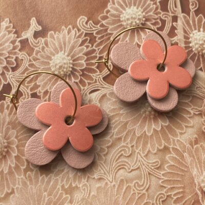 Créoles Duo Daisy Nude Vernis Corail