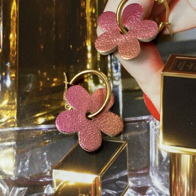 Créoles Mini Daisy Réversible Coucher De Soleil Rose Doré