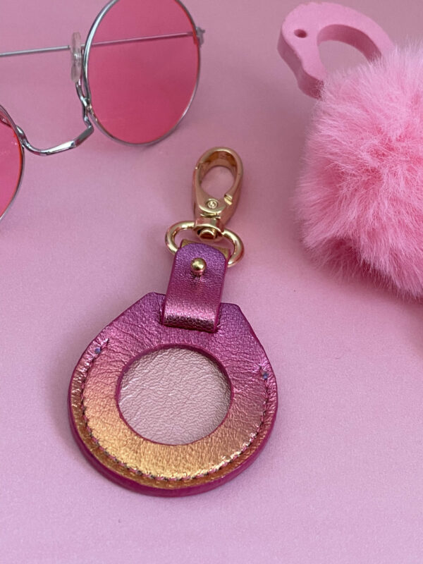 Porte Clé Air Tag Rose  Dégradé Irisé