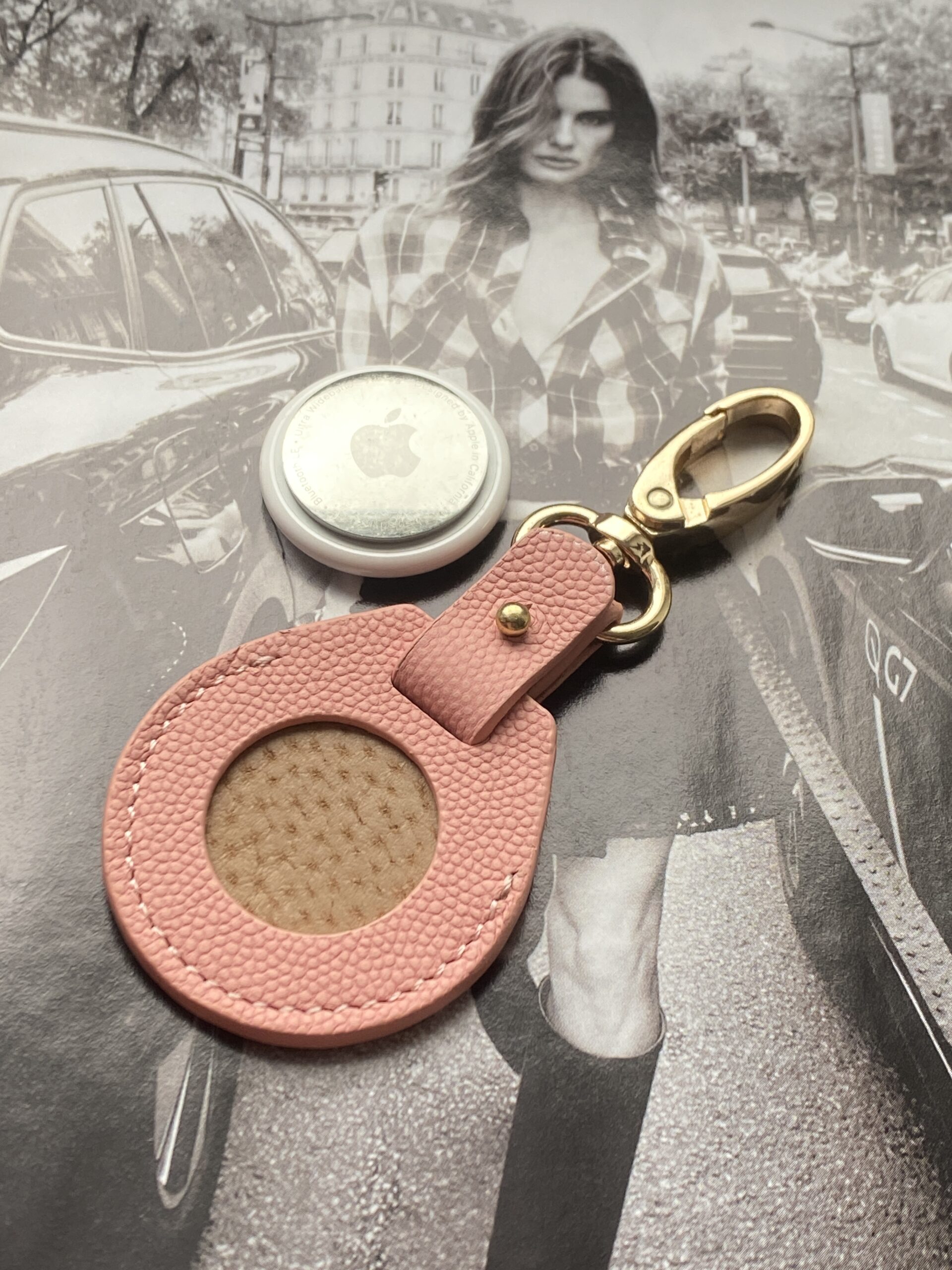 Porte Clé_Air Tag Grainé Rose Poudré – Image 2