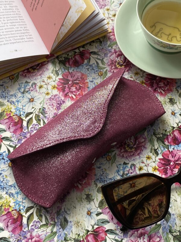 Etui à Lunettes Charlie aubergine pailleté