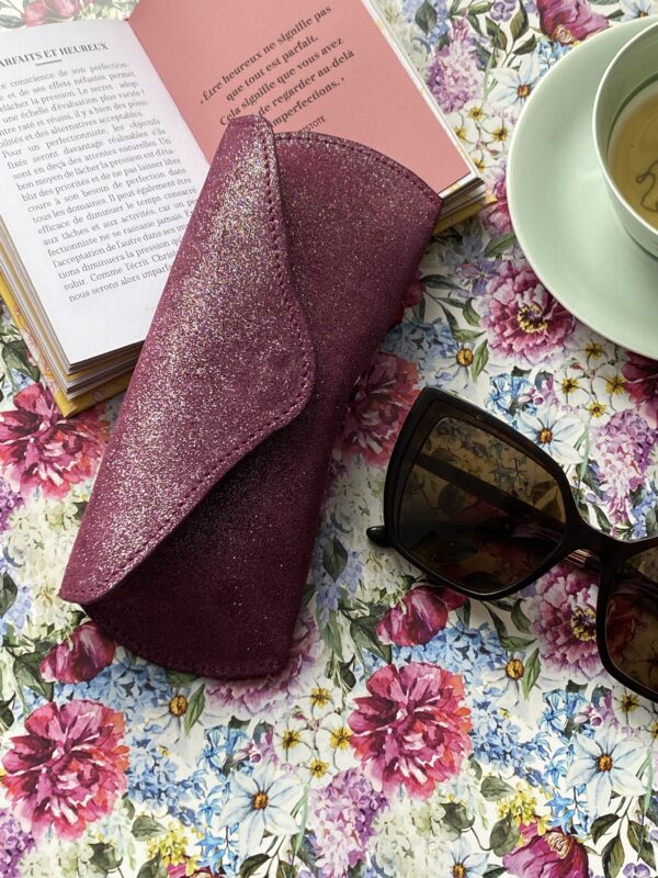 Etui à Lunettes Charlie aubergine pailleté – Image 3