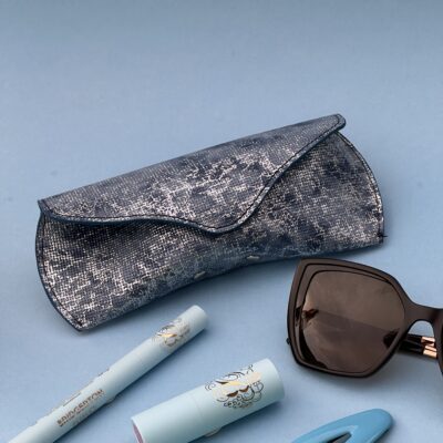 Etui à lunettes Charlie bleu & argenté