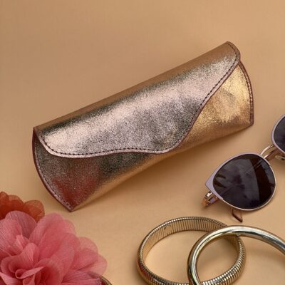 Etui à lunettes pêche pailleté