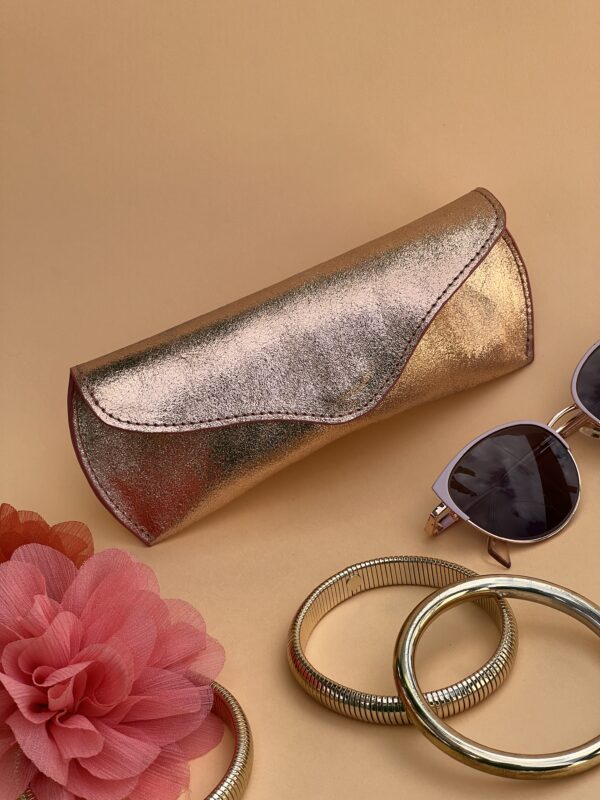 Etui à lunettes pêche pailleté