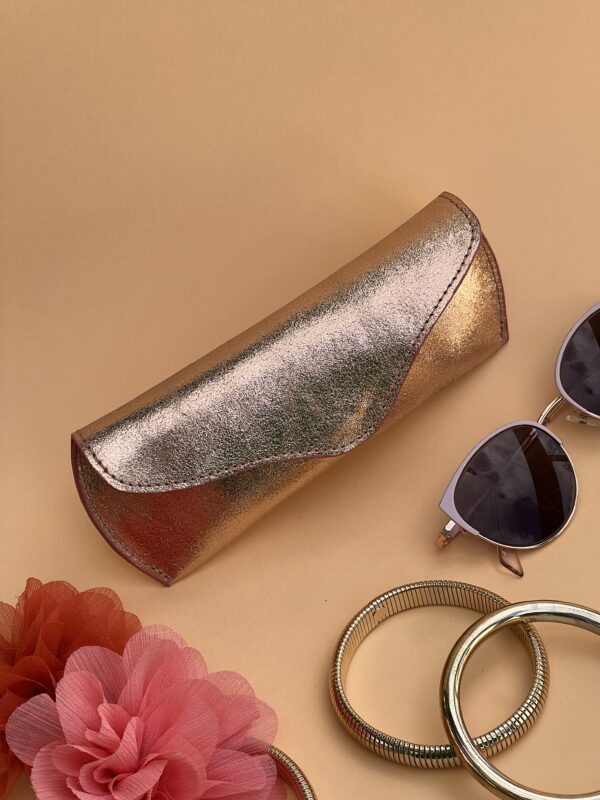 Etui à lunettes pêche pailleté – Image 3