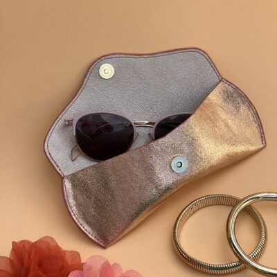 Etui à lunettes pêche pailleté