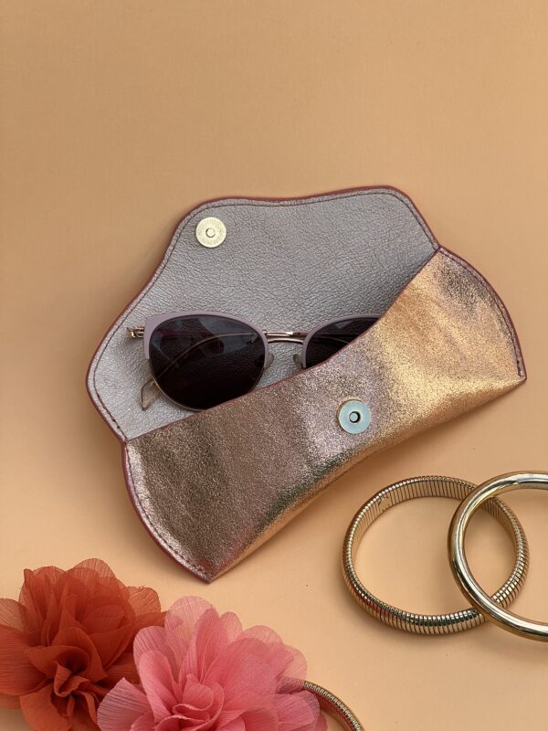 Etui à lunettes pêche pailleté – Image 2