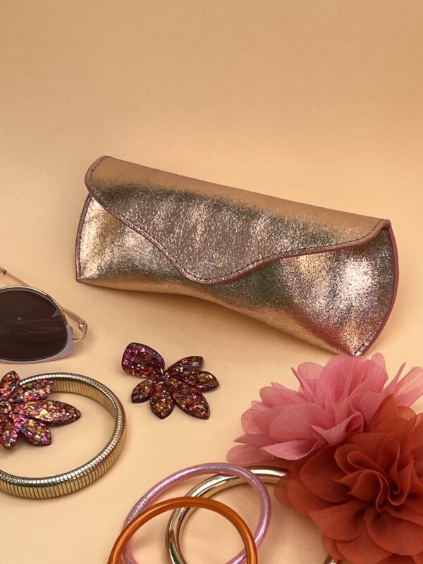 Etui à lunettes pêche pailleté – Image 4