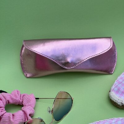 Etui à lunettes rose métallisé