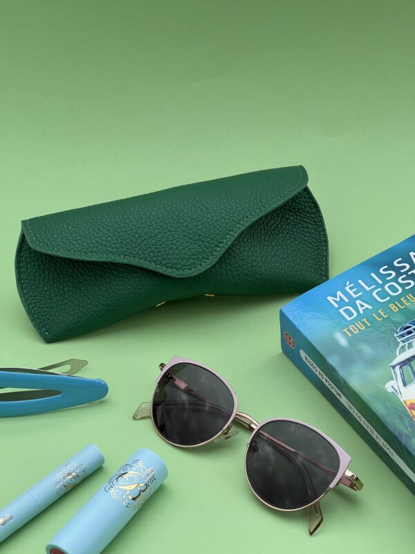 Etui à lunettes Charlie vert grainé – Image 3