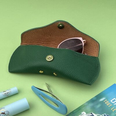 Etui à lunettes Charlie vert grainé