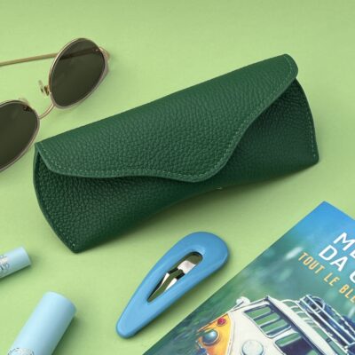 Etui à lunettes Charlie vert grainé