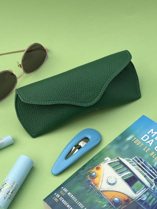 Etui à lunettes Charlie vert grainé