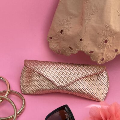 Etui à lunettes rose gold tressé