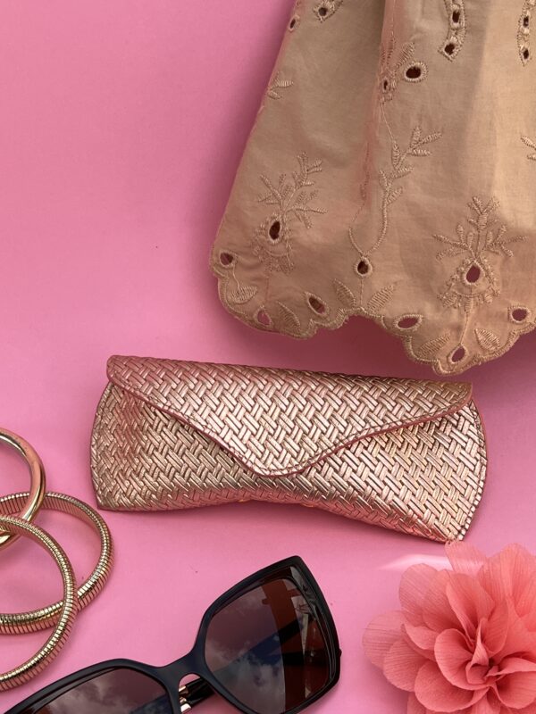 Etui à lunettes rose gold tressé