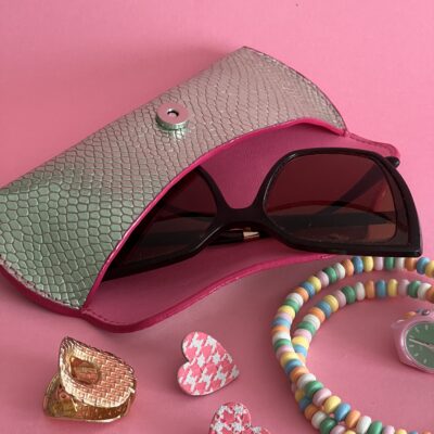 Etui à lunettes Charlie vert métallisé