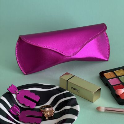 Etui à lunettes Charlie fuchsia métallisé