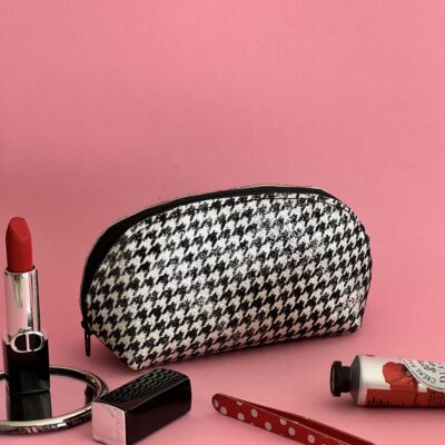 Trousse Scarlett pied de poule noir & argenté